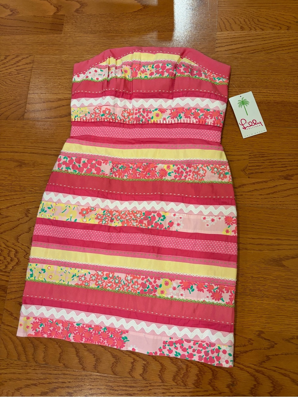 NWT Y2K Lilly Pulitzer Firenze Dress Size 8 Multi Flirty Fabric Ribbon Patchwork